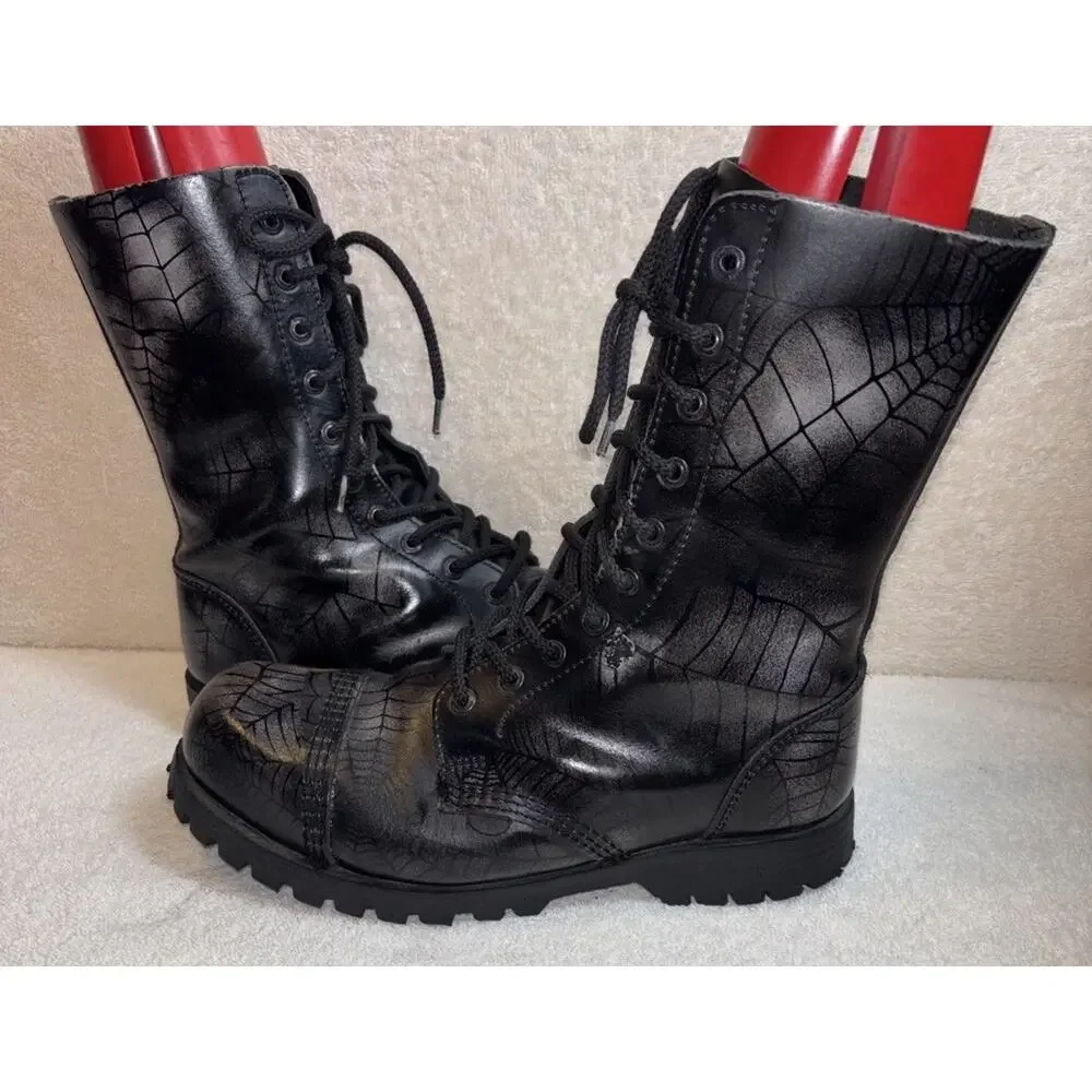 Underground Spider WebCommando Leather Boot-Steel Cap Men Size 8.5